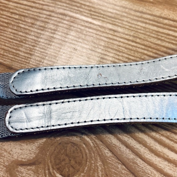 Fossil Genuine Leather Silver Rhinestone Belt Size Large L - Picture 4 of 8